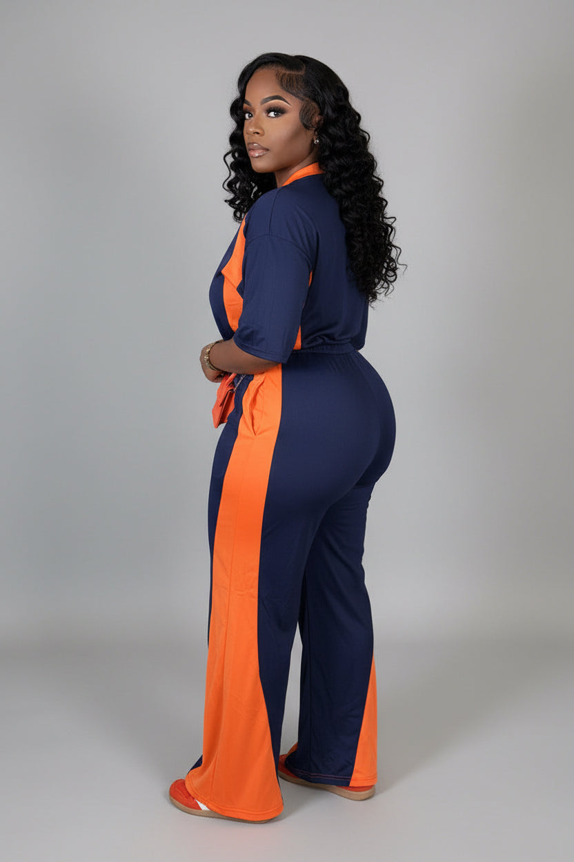 Encre Navy Milk Silk Printed Lounge Set