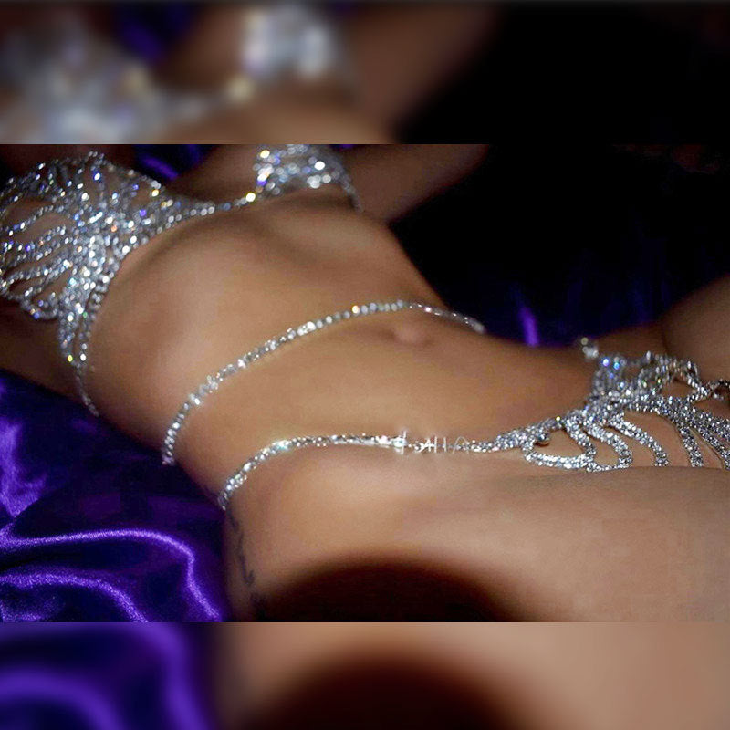 Lumière — Rhinestone Body Chain & Thong Set