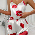 Kiss Me Satin Set — Backless V-Neck Top & Shorts