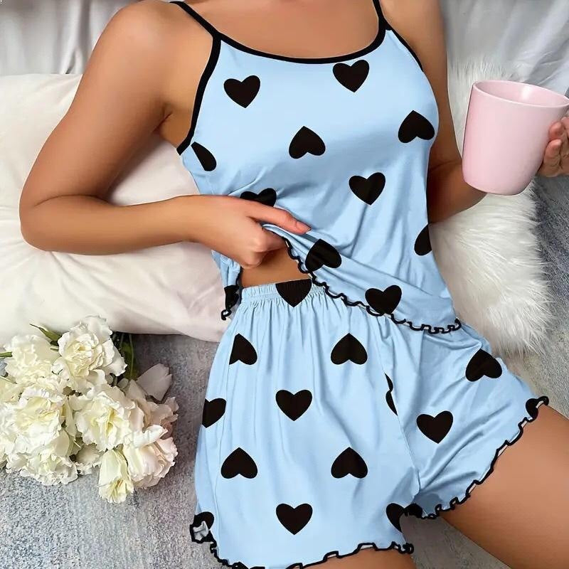 Print Party Pajama Set — Camisole & Shorts