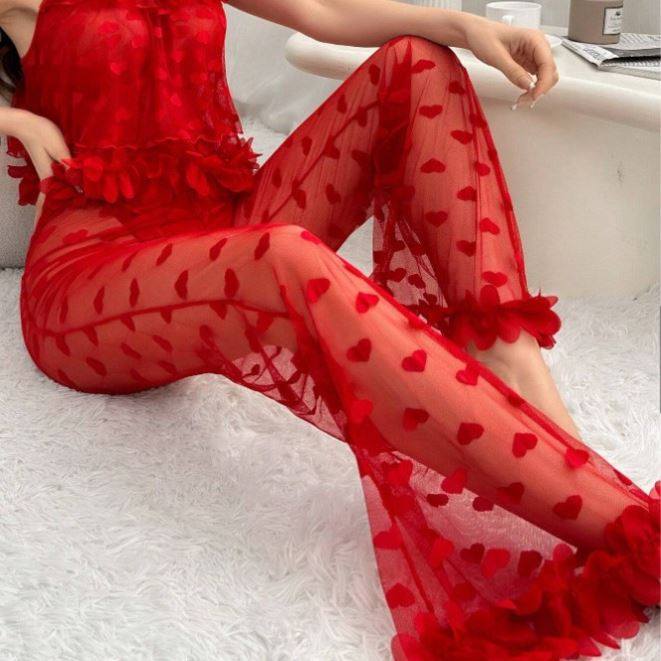 Rouge Lace Sheer Lingerie Set